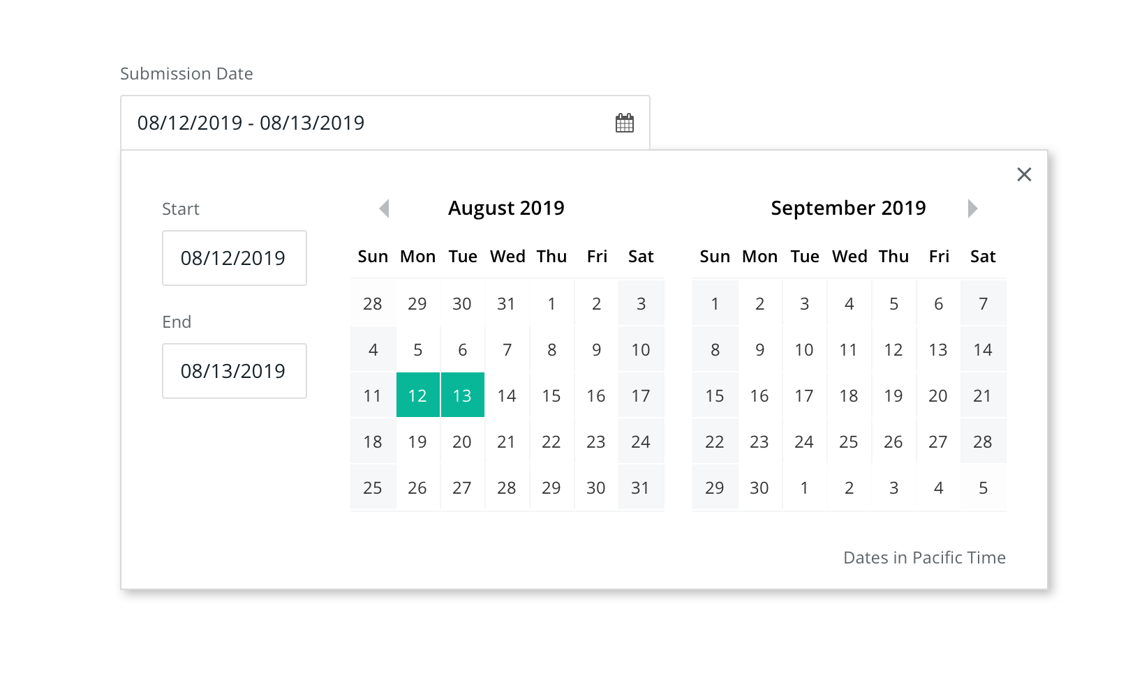 Calendar   WIth Input   No Shortcuts